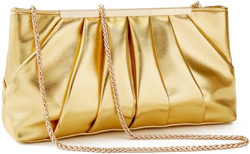 Image of Clutch Purse Dressy Pleated Formal Evening Bag Simple Classy Handbag for Women