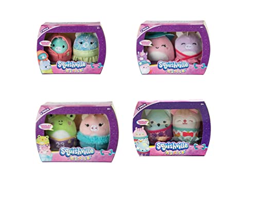 Squishville by Squishmallows 2 Pack Fashion Pack Mini Squishmallow 5cm (2 inch) with Clothing Set of 4 Packs