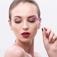 Tbestmax 50 Pcs Disposable Mascara Wands, Crystal Eyebrow Spoolies Brush for Eyelash Extensions, Eye Lash and Makeup Brush - Purple — image 5
