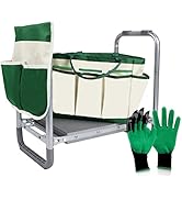 BDL Garden Kneeler Seat Foldable Durable Garden Stool with Tool Bag Pouch and Garden Gloves 330lb...