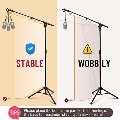 CAHAYA Tripod Microphone Stand Boom Arm Floor Mic Stand with Carrying Bag and 2 Mic Clips for Singing Performance Wedding Stage and Mic Mount CY0239