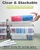 GEOPHIA 6 Pack Extra Large Pencil Box with Removable Divider, Thickened Pencil Case Bulk, Clear Crayon Marker Organizer Stackable Plastic Small Storage Containers for Pen Craft School Supplies(Grey) #3