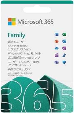 Microsoft 365 Family 1年版|カード版|Win/Mac/iPad|利用可能人数最大6人