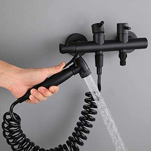 Rociador de inodoro de mano para baño instalado en pared con doble salida térmica 4