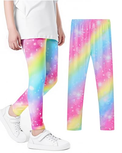 LQSZ Printed Leggings for Girls Soft Stretch Kids Leggings, Non Fade Color