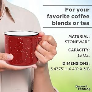 DISCOUNT PROMOS Ceramic Campfire Coffee Mugs 13 oz. Set of 10, Bulk Pack - Perfect for Tea, Espresso, Cappuccino, Hot Cocoa - Red DISCOUNT PROMOS Ceramic Campfire Coffee Mugs 13 oz Set of 10 Bulk Pack Perfect for Tea Espresso Cappuccino Hot Cocoa Red