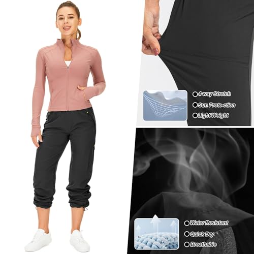 Image of Q - RIOUS Women's Parachute Pants Quick Dry Lightweight Safari Pants Zipper Pockets