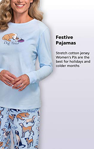 Pajamagram Flannel Pajamas Women - Pj Set For Women, Blue Dog Tired, Xl #TOP2