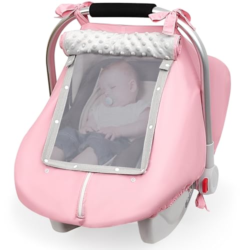 Image of Unicorn Castle Baby Car Seat Cover Infant Car Seat Covers for Babies Breathable Car Seat Canopy Mesh Window Carseat Cover for Four Seasons Newborn