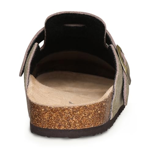 Image of KIDMI Genuine Suede Clogs for Women Men Cork Footbed Sandals Leather Mules Potato Shoes with Arch Support
