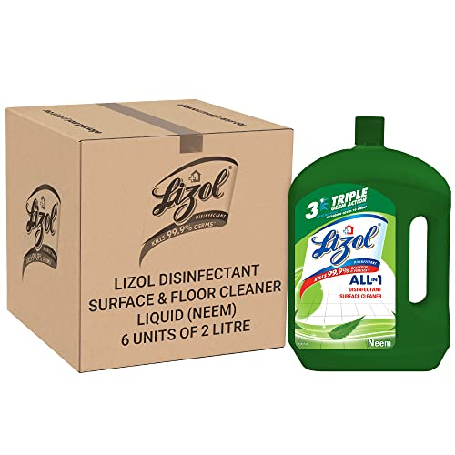 Lizol Disinfectant Surface & Floor Cleaner Liquid, Neem - 2 L (Pack of 6) | Large Bulk Lizol Floor Cleaners for Janitorial and Sanitation Use (B09CZH6FJ3) Amazon Price History, Amazon Price Tracker