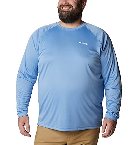 Columbia Camiseta masculina PFG Terminal Tackle de manga comprida, boné branco/logotipo branco, XGG