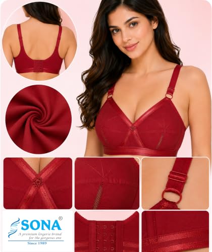 Image of SONA Perfecto Cotton Bra for Woman Full Coverage Non Padded Everyday Wirefree Pack of