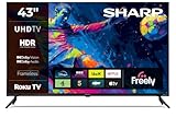 Sharp 43-inch 4K Ultra HD Frameless LED Roku Smart TV Dolby Vision HDR HDMI eARC Freely Included 43HJ4325K (HJ Series)