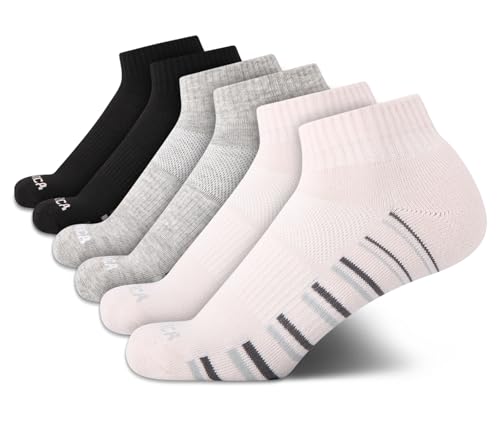Image of Nautica Womens Quarter Socks Athletic Cushion Moisture Wicking Socks 6 Pack | Stretch Performance Dri-Motion Fabric, Cushioned with Arch Support, Breathable Mesh Panels, Quarter Cut, Shoe Size 4-10