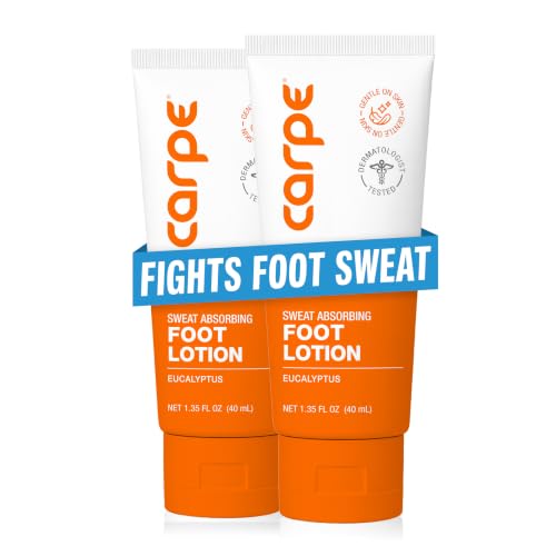 Image of Carpe Sweat Absorbing Foot Lotion, A Dermatologist-Recommended Solution to Stop Sweaty, Smelly feet, Helps Prevent blisters, Great for hyperhidrosis (Pack of Two)
