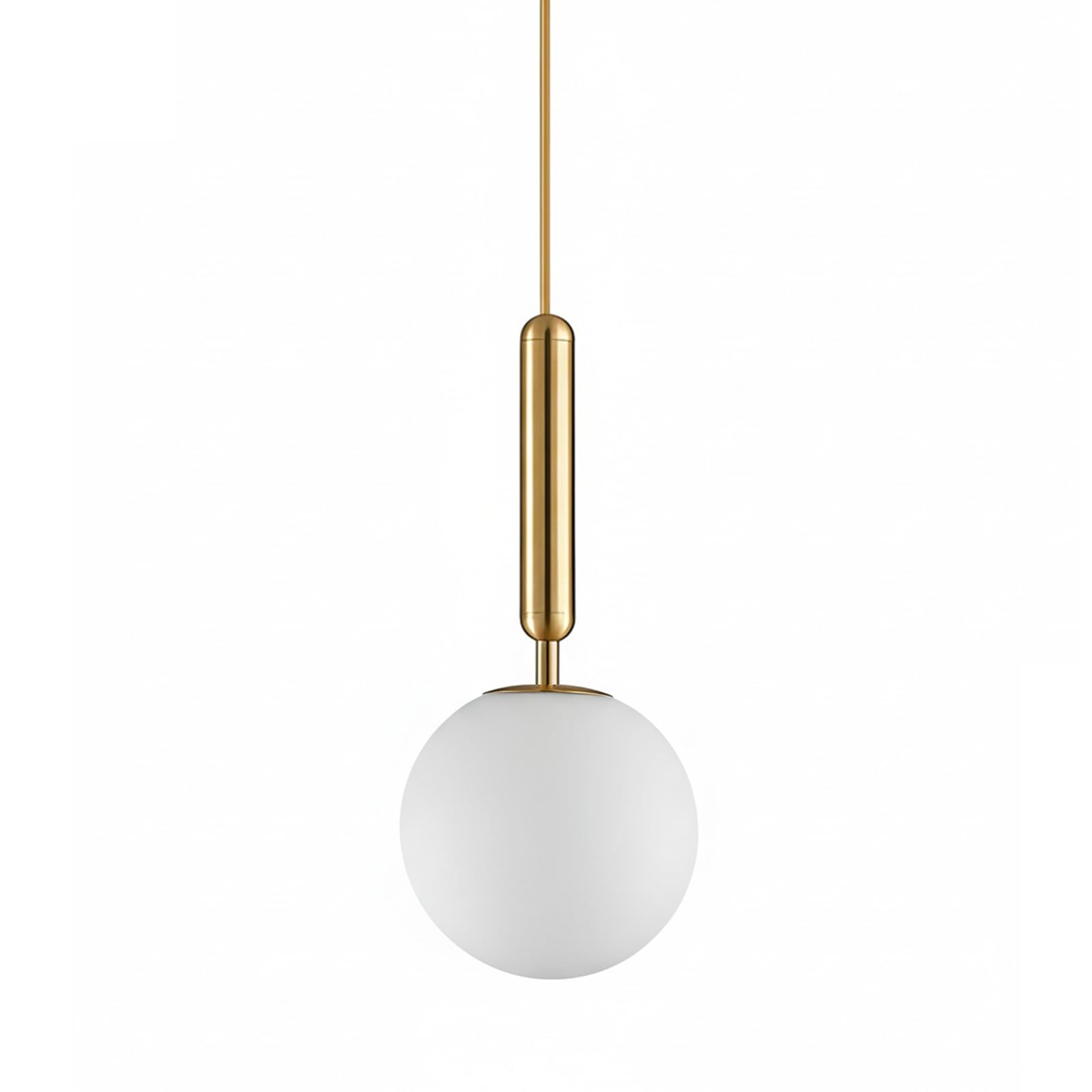 LFsem Glass Globe Pendant Light for Bedroom, Modern Gold & White E27 Loft Bar Ceiling Hanging Lamp for Living & Dining Room Chandelier