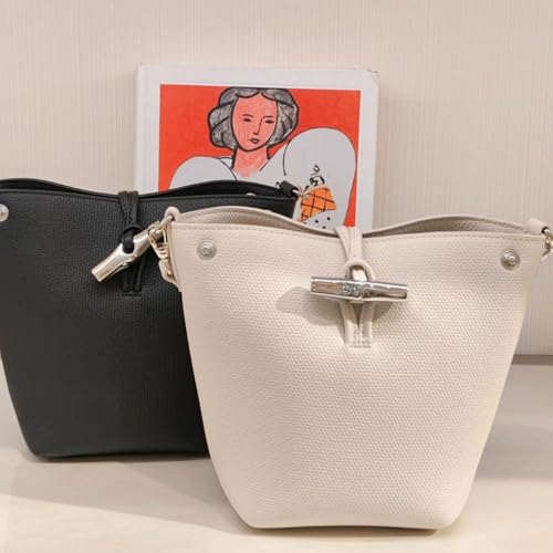 Women's Leather Bucket Bag, Designer Bags Dupe Fashionable and Versatile Handbag with Buckle, Teacher, Mom, Nurse4