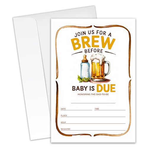 XZMBQ Join Us For A Brew Before Baby Is Due - Funny Baby Shower Invitations - 20 Invitation Cards 4