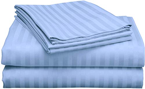 Split Top California King Sheets Split Head California King Sheets Sets for Adjustable Beds - 100% Egyptian Cotton 800TC Split Head Flex Top 18" Deep Pocket - 34" Top Split Cal-King, Light Blue Stripe