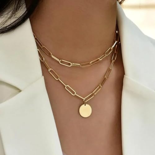 Collier à breloques rondes vintage aux finitions ciselées pour bijoux superposés raffinés - 3