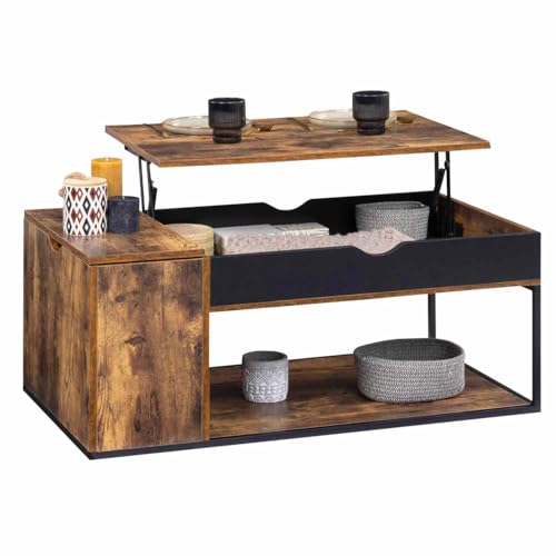 IDMarket – Mesa baja rectangular con baúl de diseño industrial