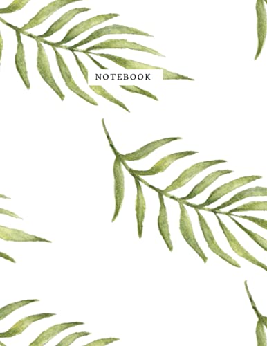 Notebook: Palm Leaves White Background, 8.5x11 100 page college ruled notebook