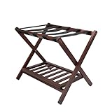 Premium Rubber Wood Folding Luggage Rack for Guest Room or Bedroom – Fully Assembled Wooden Suitcase Stand, Premium Hotel Quality Travel Furniture, Foldable for Easy Storage - Solid Walnut Frame