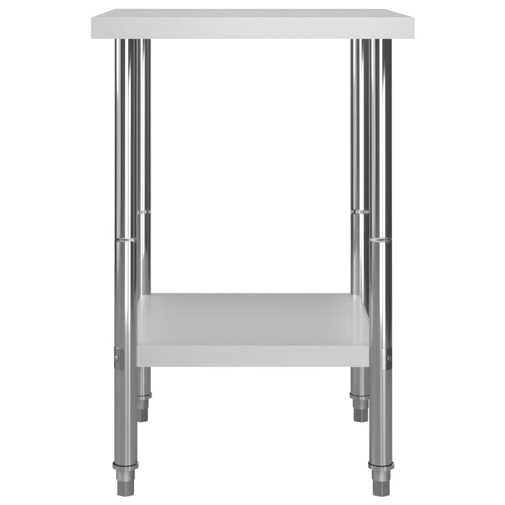 Mesa de trabajo de cocina de acero inoxidable, 60 x 60 x 85 cm, con patas ajustables, para restaurante o restaurante
