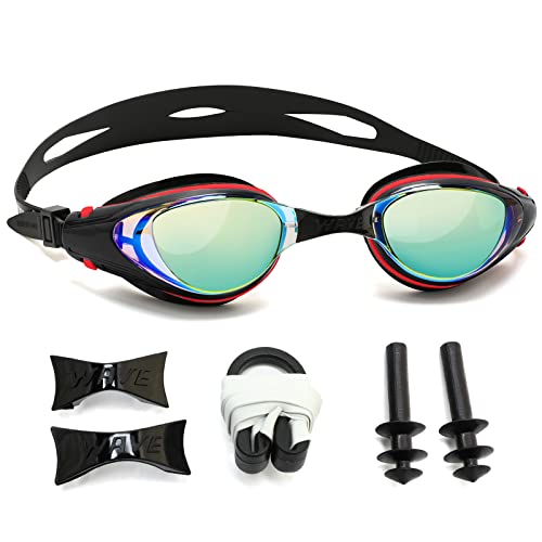 WAVE Nearsighted Swim Goggles, Shortsighted Optical Swimming Goggles No Leaking Anti Fog UV...