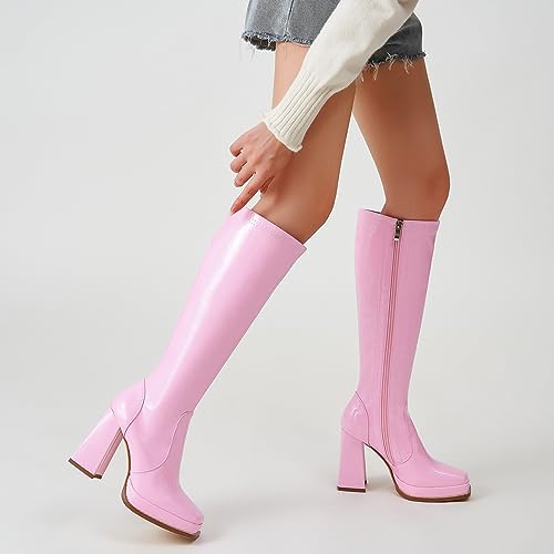 Bottes bout carré rose à plateforme, l'excellence du style - 2