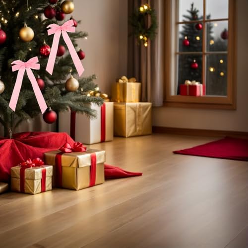 Cintas Reutilizables de Terciopelo Rosa Elegantes para Navidad 6