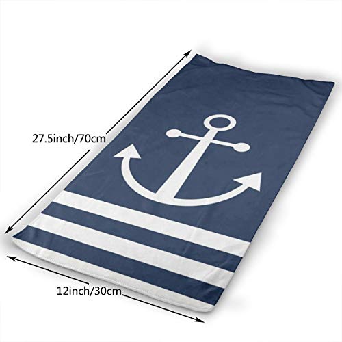 White Striped Hand Towels Kitchen Highly Absorbent Soft Nautical Anchor Decorative Guest Hand Towels for Bathroom,Hotel,Gym,Swimming and Spa (27.56 X 11.81 Inch, Navy Blue) - Image 4