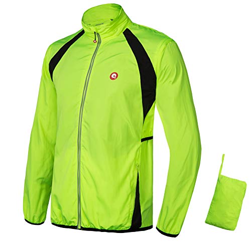 qualidyne Radtrikot Herren Windjacke wasserdichte Lightweight Fahrrad Jacke Regenjacke Windbreaker mit Reflektoren und Abnehmbaren Ärmel