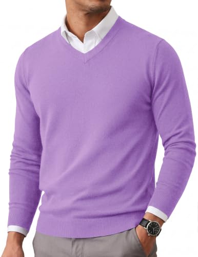 Image of COOFANDY Mens Casual V Neck Sweater Knit Slim Fit Long Sleeve Pullover Top