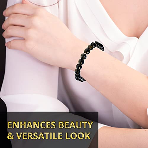 Image of ANAYA AGATE Healing Crystal Bracelet for Women and Men - 8mm Round Beaded Bracelet for Men and Women - Unisex Stretchy Gemstone Bracelet for Healing and Protection