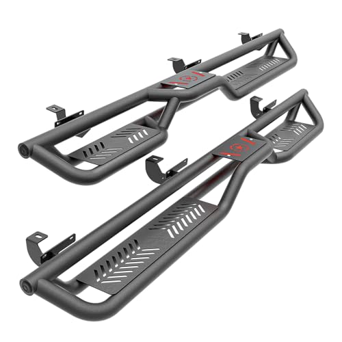 YZONA for Wrangler JK Running Boards Side Steps Compatible with 2007-2018 Jeep Wrangler JK JKU Unlimited 4 Doors, Heavy-Duty Carbon Steel Nerf Bars Step Plates Rock Sliders Rail (Powder Coated, Black)