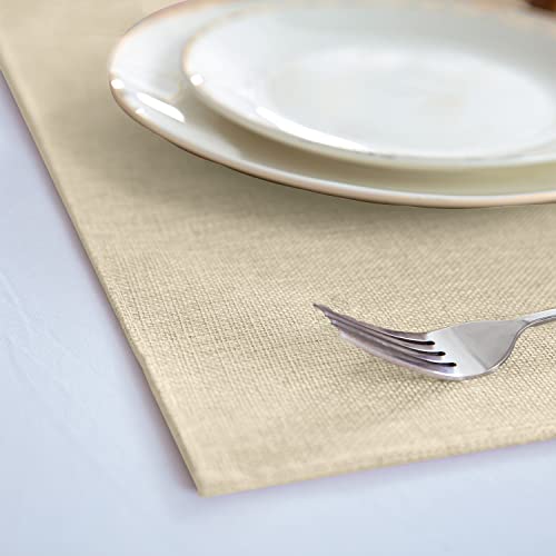 Rinpon Cloth Placemats Set Of 8, Linen Type Fabric Placemats Machine Washable Placemats Heat Resistant Placemats Wrinkle Free Thick Polyester Kitchen Place Mats For Dining Table (Beige) #TOP1