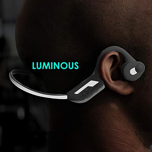 Auricolari ossea conduzione Bluetooth 5.0 Cuffia sportiva Stereo resistente al sudore con microfono per sport (Versione luminosa)