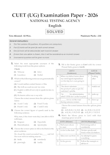 Image of Oswaal NTA CUET (UG) Chapter-wise Solved Papers Question Bank |English |PYQs (2021-2026) NCERT aligned MCQs |With Solved Paper 2026 |For 2027 Exam |With Oswaal AI