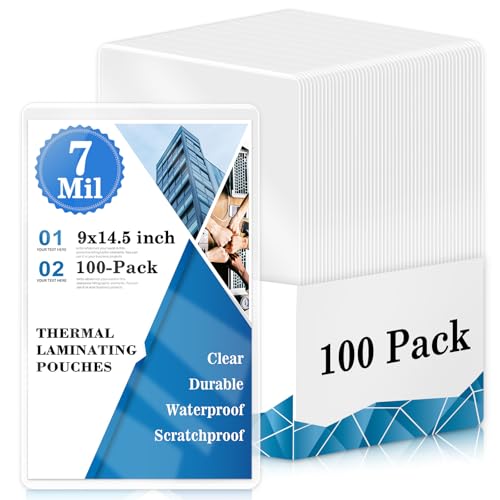 Image of 100 Pack 7 mil Thermal Laminating Pouches for Legal Size 8.5 inchx14 inch Laminating Sheets Thick Clear Plastic Paper Laminator Sheets Laminator Pouches for Documents Laminating Sheets 9x14.5in