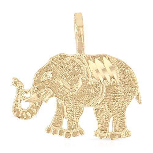 Ioka - 14K Yellow Gold Elephant Charm Tiny Pendant For Necklace or Chain