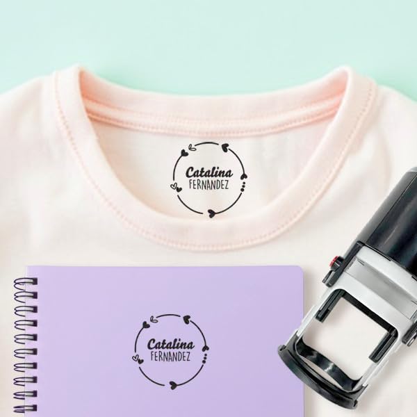 Transparent Gift Sello Personalizado Redondo. Marcador Textil Infantil. Sello Papel. Regalo Útil Colegio. Personalización Ropa Infantil.