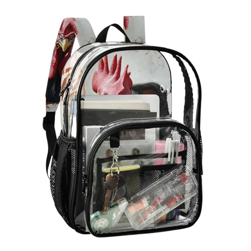 Pig Farm Rooster Cow Clear Backpack, PVC Transparent Bag with Large Capacity for Boys, Girls, Men, Women, See Through Bookbag for School Work College Travel2