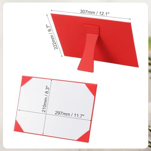 Porte-document 8.5x11 horizontal rouge avec support pour diplôme