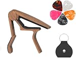 DIDA Guitar Capo For Acoustic Guitar With Pick Holder And 5 Picks, Metal Capo For Ukulele, Mandolin, Banjo, And Other String Instruments (Rosewood)