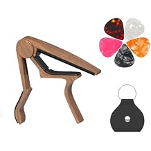 Guitar Capo, Capo for Acoustic Guitar 6 String and 12 String, with Pick Holder and 5 Picks, Metal Capo for Ukulele, Mandolin, Banjo, and other String Instruments Rosewood