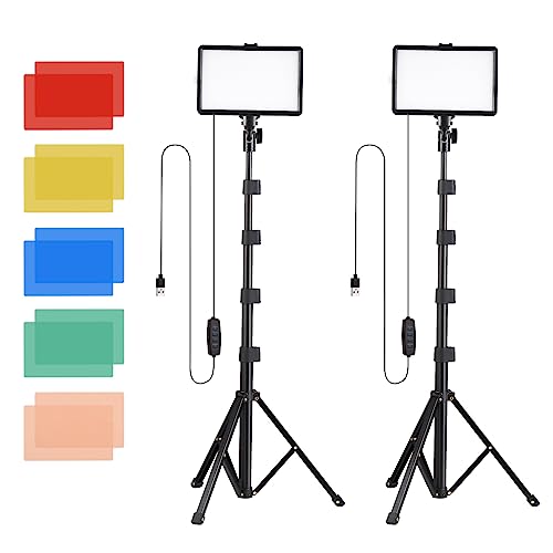 Camoon 2 Kits USB de lámparas de vídeo led, lámparas de llenado de Temperatura Bicolor de Brillo de Nivel 10, Soporte de filtros de Color para iluminación de videoconferencia;