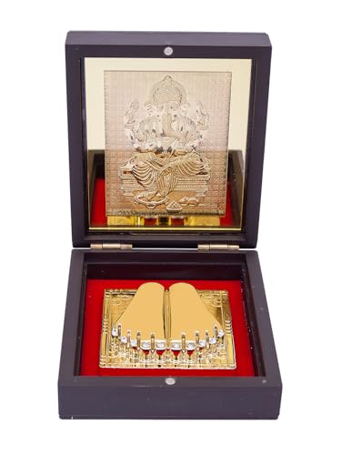 Image of 24K Gold Polished Brown and Gold Color Shree Ganesha Small Pooja Box | Ideal Gift for Hindu Religious, Family and Friends, Corporate Gifts etc... | Worship, Gifting, and Spiritual Blessings.