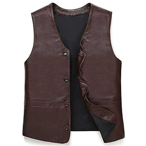 Chaleco de cuero de vaca termico con cuello en V para hombre chaleco de otono e invierno L 3